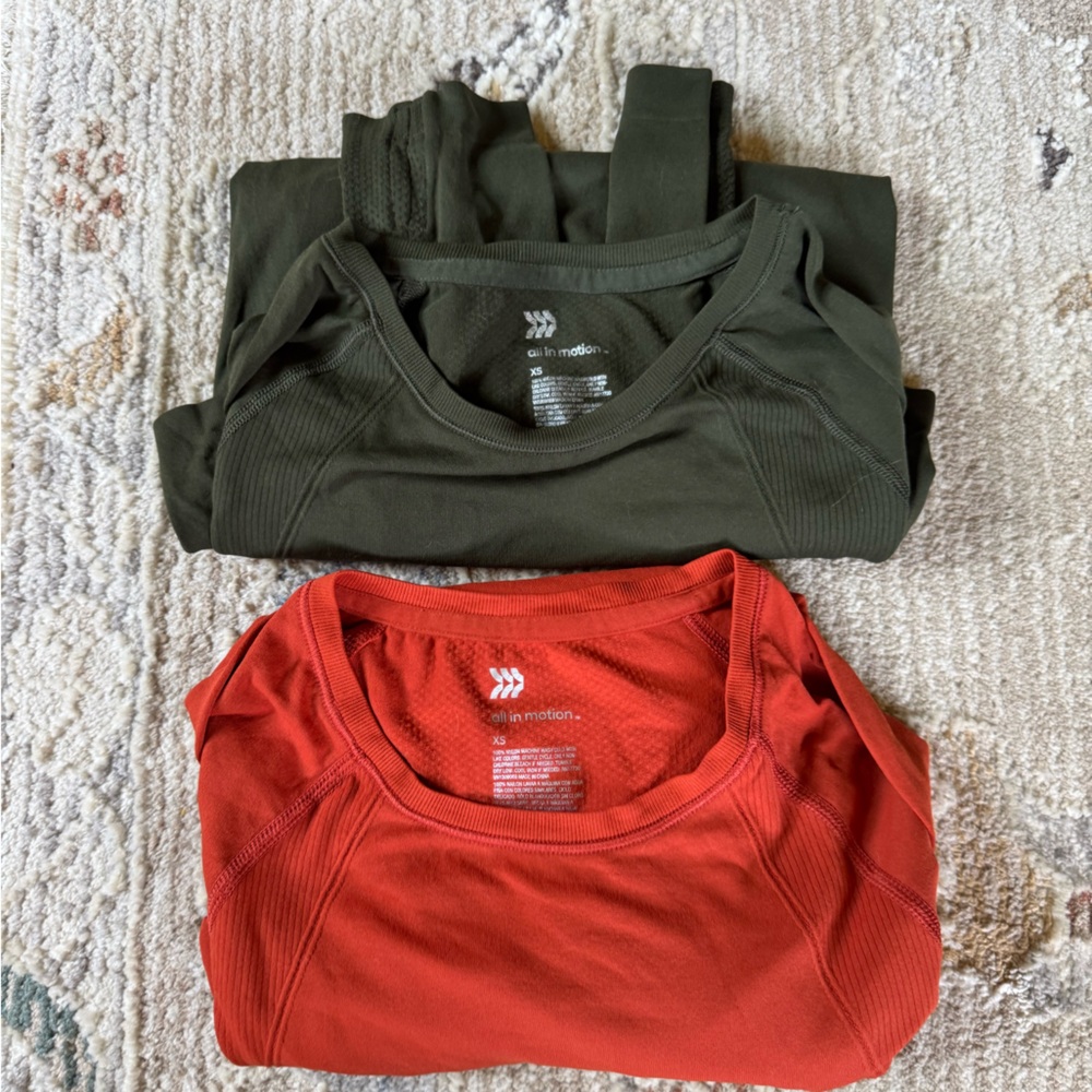 All in Motion Olive and Orange Activewear Tops